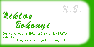 miklos bokonyi business card